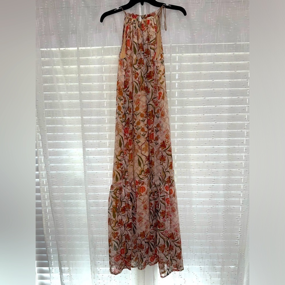 WORLD MARKET DRESS SIZE S/M Long Floral Boho Sleeveless Tiered Lined